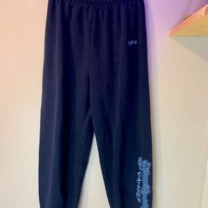 high waisted dark blue sweatpants